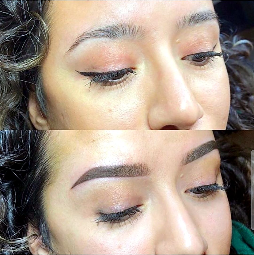 Brow shaping before and after